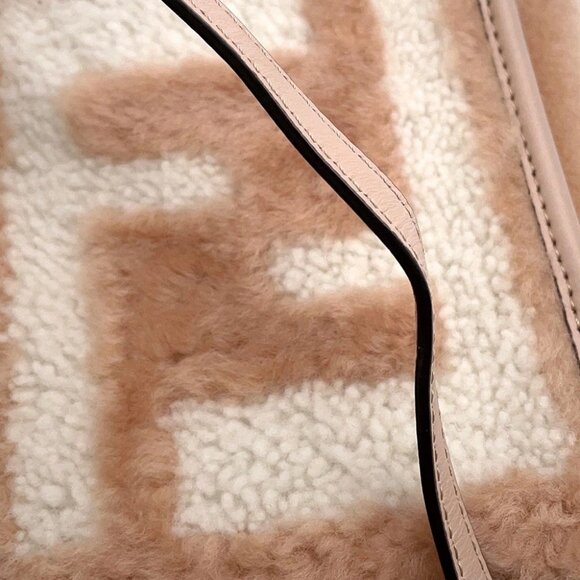 FENDI Sunshine shopper Mouton/Leather Pink 8BS051 - Picture 6 of 12